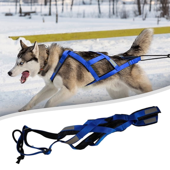 Dog Pulling Harness, Reflective X-Back Mushing Harness, Adjustable Weight Dog Sled Harness for Sledding, Bikejoring, Skijoring, Scootering, Canicross, Running, Pet Pulling Harness,Blue,XL