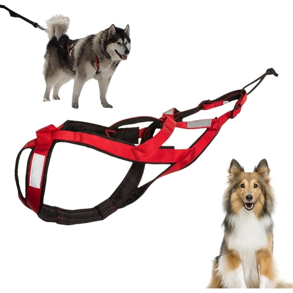 Dog Pulling Harness, Reflective X-Back Mushing Harness, Adjustable Weight Dog Sled Harness for Sledding, Bikejoring, Skijoring, Scootering, Canicross, Running