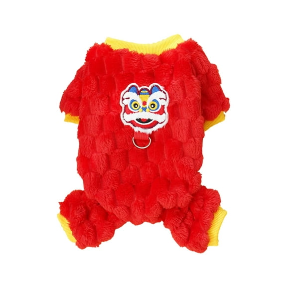 Dog Pullover Furry Coat for Small Dogs for Winter Chinese Suit Embroidered Chinese Suit Apparel Snake Year