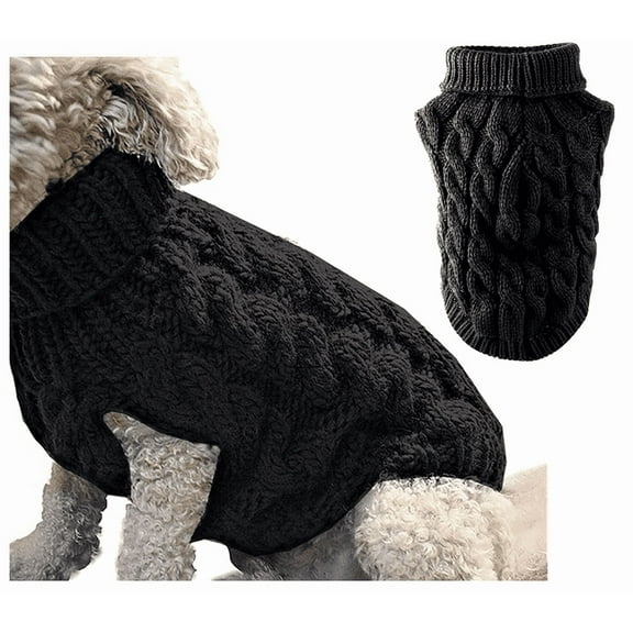 Dog Pullover Sweatshirt, Dog Winter Sweaters Warm Dog Clothes Vest Thick Puppy Soft Sweater Cute Boy Girl Halloween Christmas Outfit for Small Medium Dogs (Black,M)