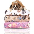 thumbnail image 1 of Dog Puppy Non Slip Mats Dogs Blankets, Washable Fuzzy Soft Pet Blanket Throw Cover for Kennel Crate Bed, Cute Paw Pattern, 1 of 4