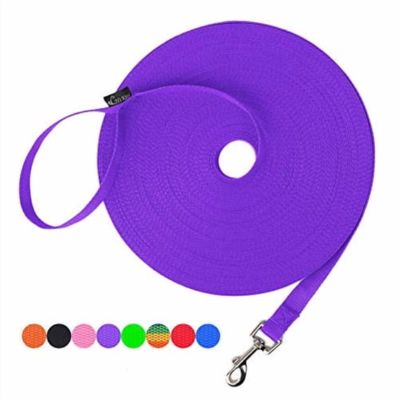 Dog/Puppy Obedience Recall Training Agility Lead - 15ft 20ft 30ft 50ft 100ft Training Leash - Great for Training,Play,Camping,or Backyard Purple 30 Feet