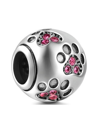 Pet Paw Print Charm Perlé Chien Chat Imprimé Animal Foot Print Perle