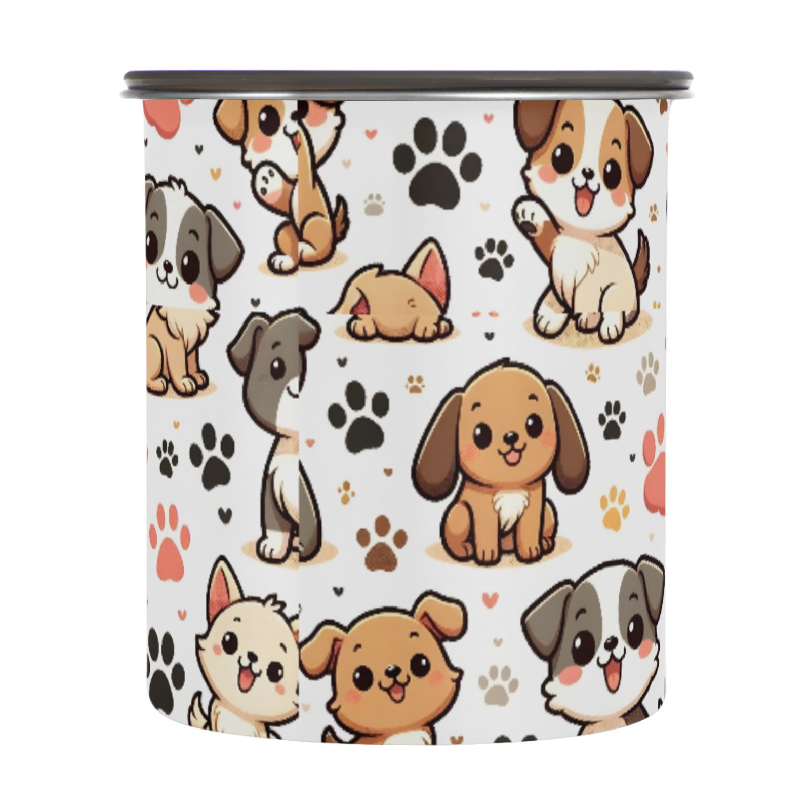 Dog Puppy Paw Prints Airtight Coffee Bean Canister 30oz Food Storage Containers with Lids For Gournd, Tea, Sugar, Flour, Rice, Cereal, Candy Cookie Jar