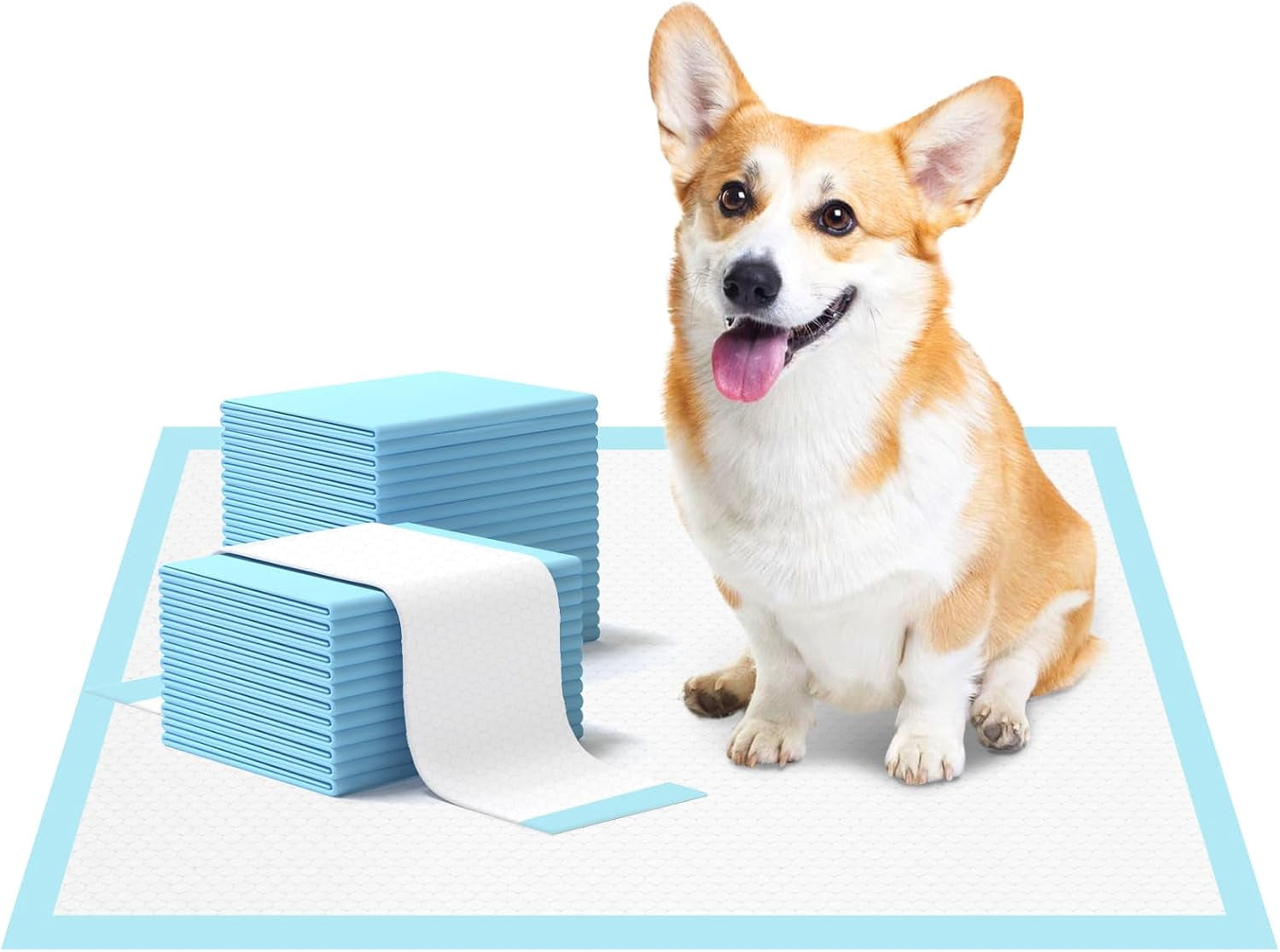 Dog Puppy Pee Pads Large, Super Absorbent Leak-Proof and Quick-Dry, Disposable Traning Potty Pads for Dogs (Blue 20Pads)