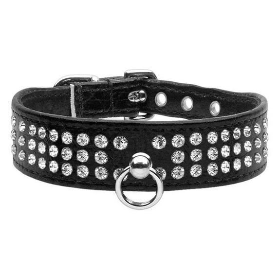Dog, Puppy Pet Collar, #73 Faux Snake Skin Three Row Clear Crystal