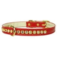 thumbnail image 1 of Gold Flower Widget Genuine Metallic Leather Dog Collar Purple 18, 1 of 10