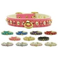 thumbnail image 1 of Silver Flower Widget Genuine Metallic Leather Dog Collar Bronze 16, 1 of 10