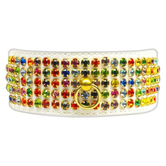 Dog, Puppy Pet Collar, "Five Row Confetti Jewel Set"
