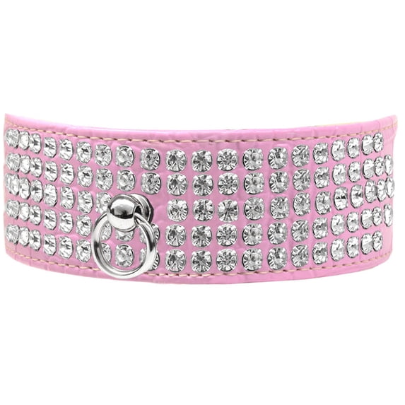 Dog, Puppy Pet Designer Croc Collar, "Five Row Clear Crystal"