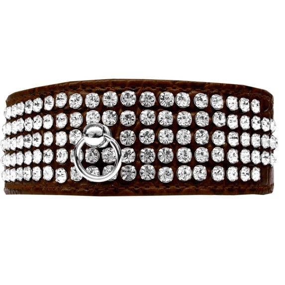 Mirage 5 Row Rhinestone Designer Croc Dog Collar Size Chocolate 18