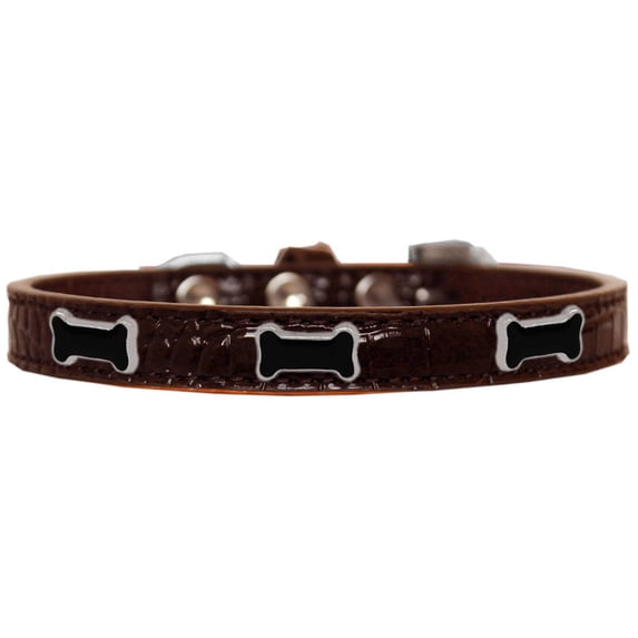 Dog, Puppy Pet Designer Croc Widget Collar, "Black Bone"