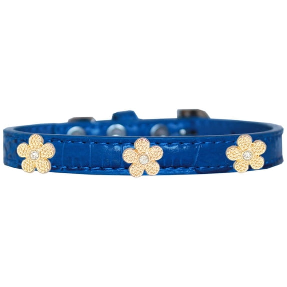 Dog, Puppy Pet Designer Croc Widget Collar, "Gold Flowers"