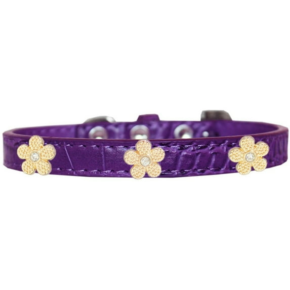 Dog, Puppy Pet Designer Croc Widget Collar, "Gold Flowers"