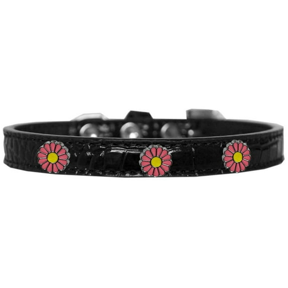 Dog, Puppy Pet Designer Croc Widget Collar, "Pink Daisies"