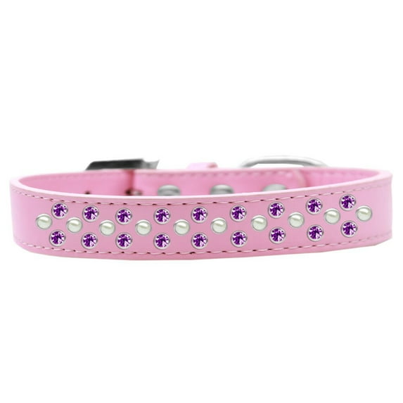 Dog, Puppy Pet Fashion Collar, "Pearl and Purple Crystal Rimsets Sprinkles"