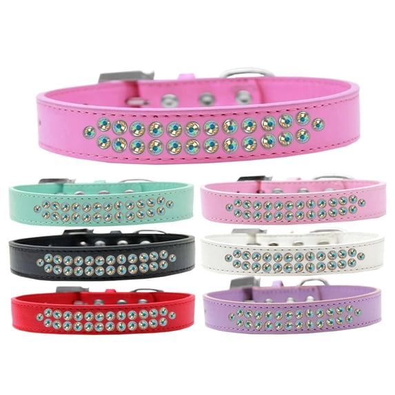 Dog, Puppy Pet Fashion Collar, "Two Row Aurora Borealis Crystal Rimsets"