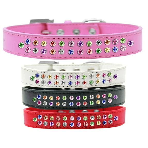 Dog, Puppy Pet Fashion Collar, "Two Row Confetti Crystal Rimsets"