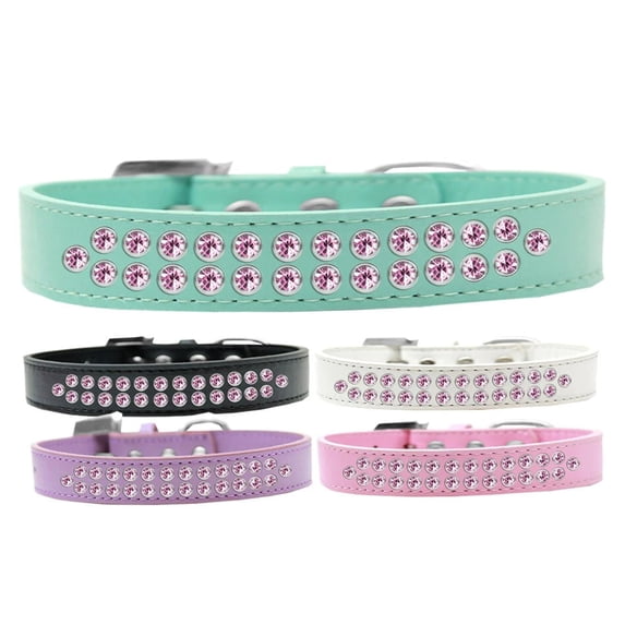 Dog, Puppy Pet Fashion Collar, "Two Row Light Pink Crystal Rimsets"