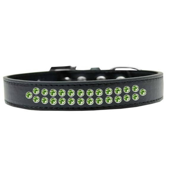 Dog, Puppy Pet Fashion Collar, "Two Row Lime Green Crystal Rimsets"