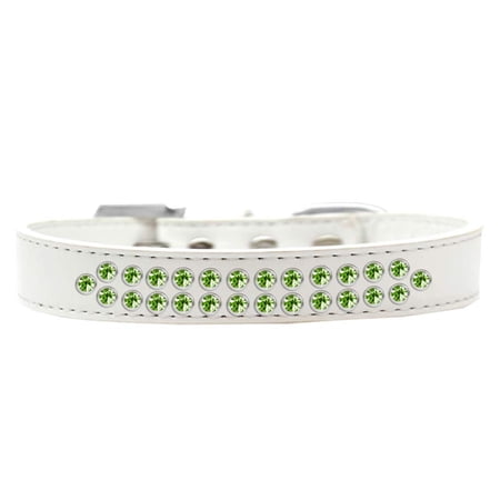 Dog, Puppy Pet Fashion Collar, "Two Row Lime Green Crystal Rimsets"