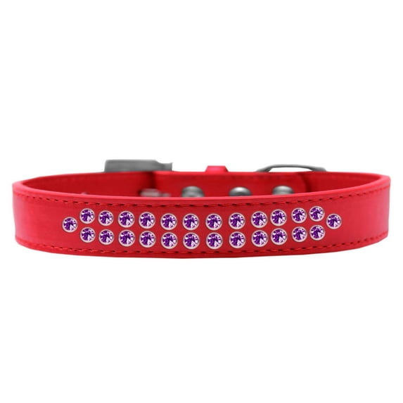 Dog, Puppy Pet Fashion Collar, "Two Row Purple Crystal Rimsets"