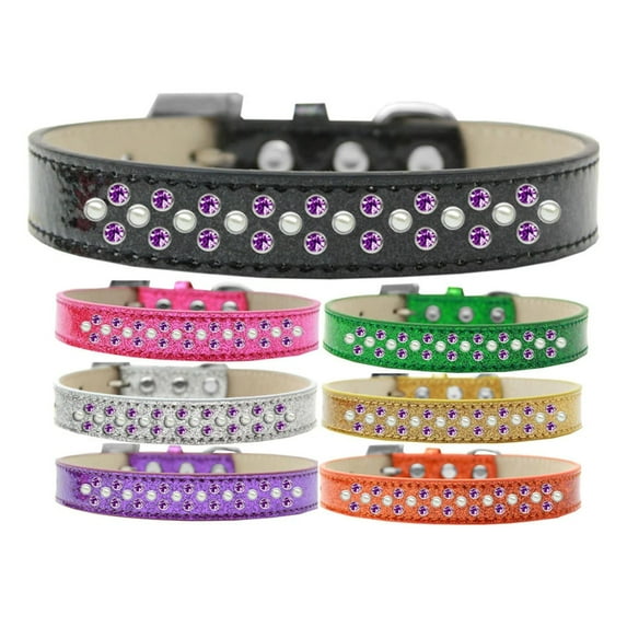Dog, Puppy Pet Ice Cream Collar, "Pearl and Purple Crystal Rimsets Sprinkles"