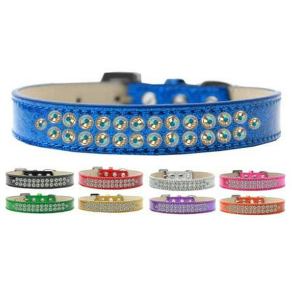 Dog, Puppy Pet Ice Cream Collar, "Two Row Aurora Borealis Crystal Rimsets"