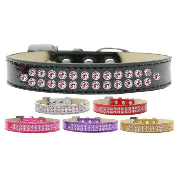 Dog, Puppy Pet Ice Cream Collar, "Two Row Light Pink Crystal Rimsets"