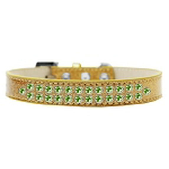 Dog, Puppy Pet Ice Cream Collar, "Two Row Lime Green Crystal Rimsets"