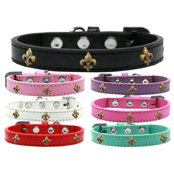 Dog, Puppy Pet Widget Fashion Collar, "Bronze Fleur De Lis"