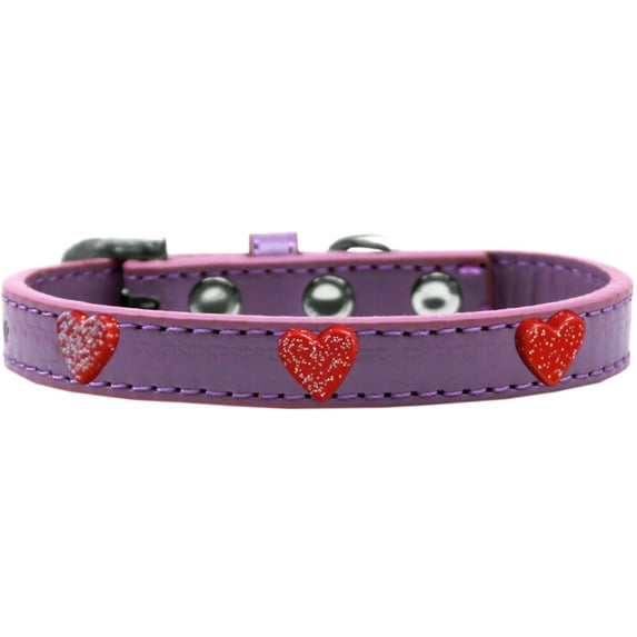 Dog, Puppy Pet Widget Fashion Collar, "Red Glitter Heart"