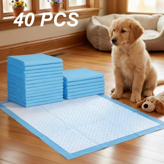 Dog Puppy Potty Training Pee Pads with Super Absorbent Quick Dry Layer, Leakproof Plastic Lining and Multi Layer Protection, 20/40/50 Pcs for Floor Carpet Training