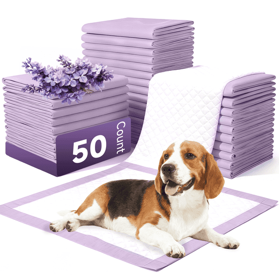 Woonono Puppy Pads Training Pads, Lavender,22 in x 22 in, 50 Count Disposable Dog Pee Pads
