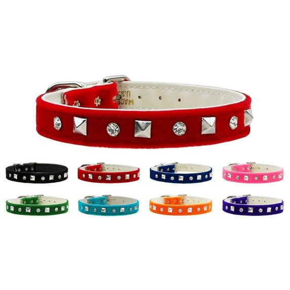 Dog, Puppy and Pet Collar, "Velvet Crystal Pyramid"