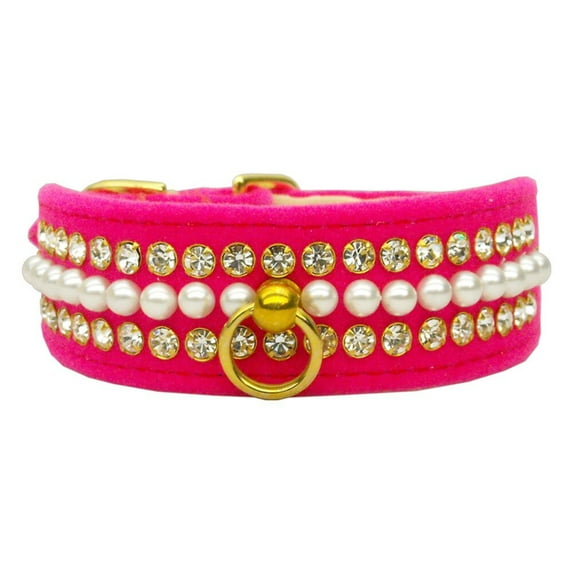 Dog, Puppy and Pet Collar, "Velvet Mini Pearl Crystal"