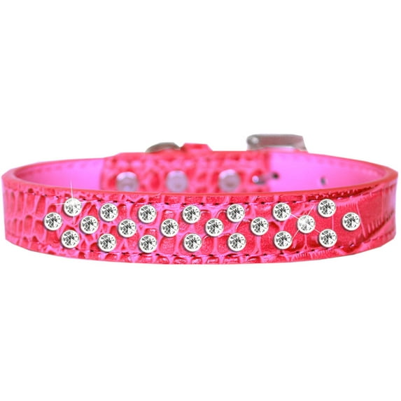 Sprinkles Clear Jewel Croc Dog Collar Size Size 20 Bright Pink