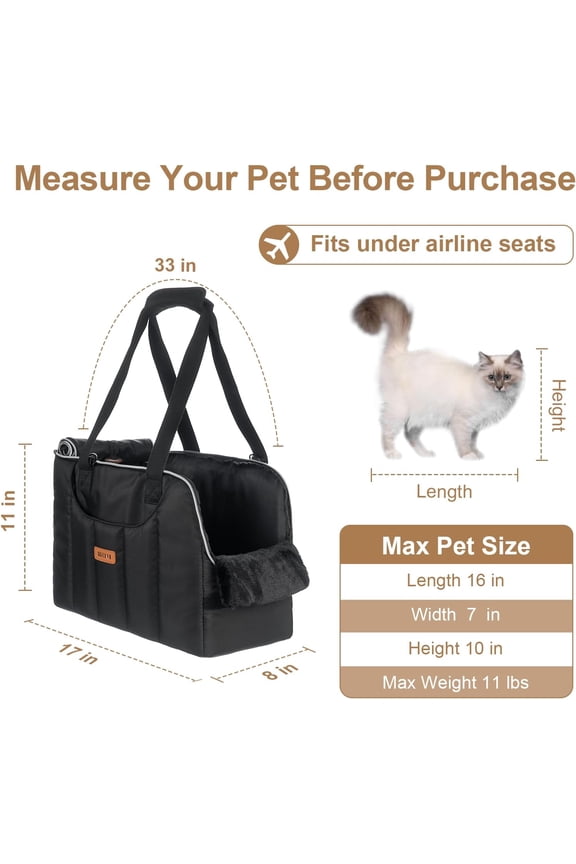 Dog Purse Carrier for Small Dogs Cats Rabbits Up to 13lbs, Lightweight Pet Sling Carriers with Crossbody Strap, Portable Puppy Soft Sided Tote Bag Carrier for Vet,Hiking,Travel Black