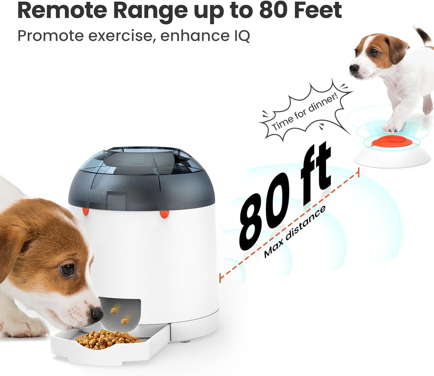 Dog Puzzle Feeder Toy, Interactive IQ Training, Electronic Treat Dispenser, Automatic Rechargeable with Remote Control for Food Dispensing, All Breeds, 280ml Capacity