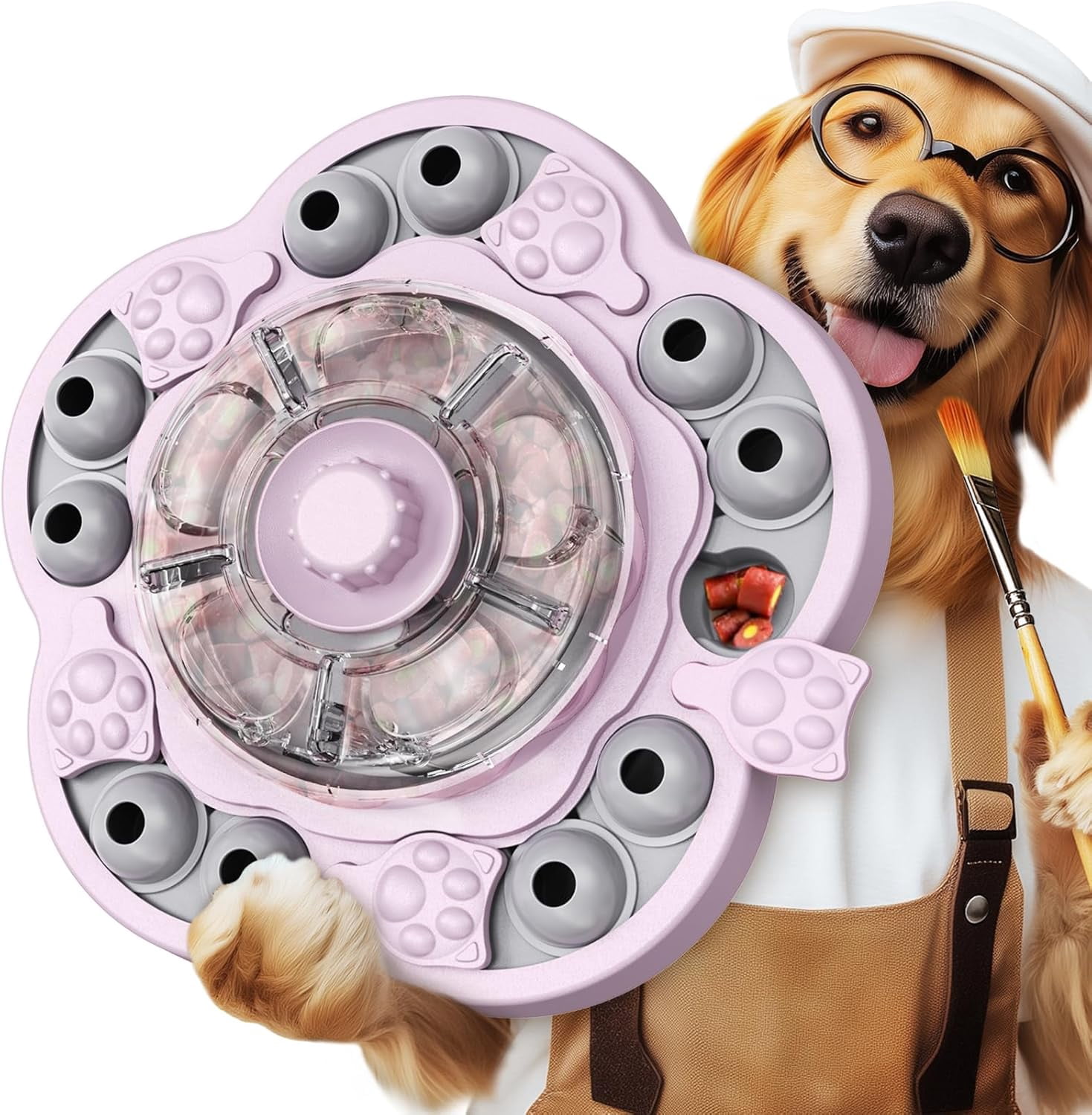 Dog Puzzle Toy, 3 Levels of Step-by-Step Challenge, Spin-to-Release Treat Dispenser, Slow Feeder & Mental Stimulation Enrichment Toy for Small Medium Large Dogs