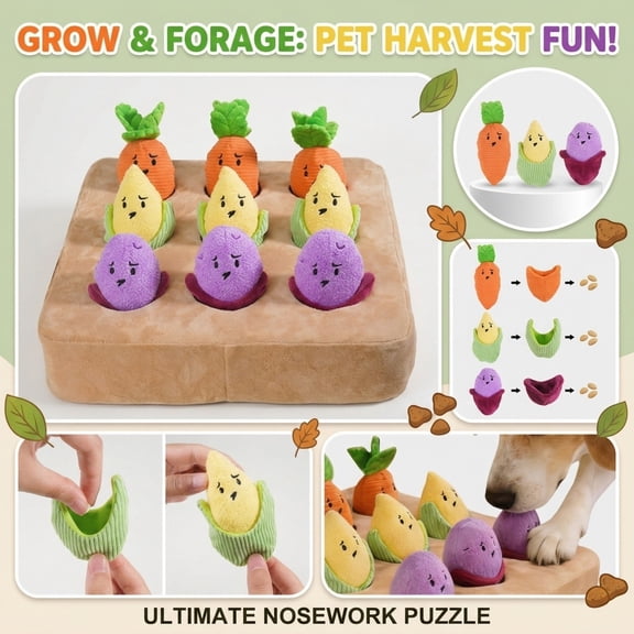 Dog Puzzle Toy, Garden Carrot Toy, Feeding Squeaky Pad, Brain Challenge, Interactive Pet Toys, Enrichment Toys, Carrot Games