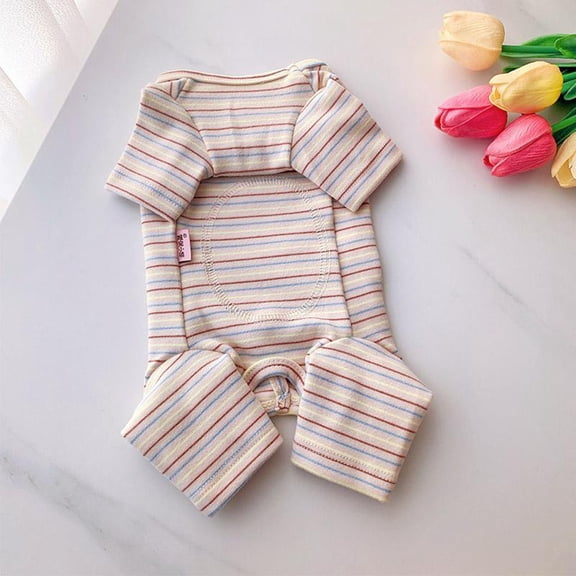 Dog Pyjamas PJ Sweater Clothing and Loungewear Elastic Four-Legged Dog Pajamas Long Sleeves Soft Striped Base Shirt Anti-Licking Belly Hugging Home Clothing