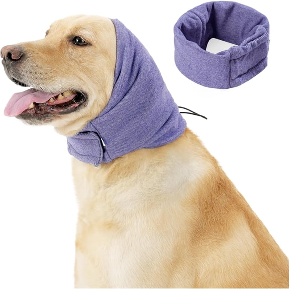 Dog Quiet Ear Cover Muffs for Small Medium Large Dogs,Calming Dog Anxiety Relief Dog Ear Wrap Head Cover,Dog Quiet Snood Hooded for Bathing Grooming Force Drying Purple M