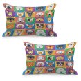 thumbnail image 1 of Dog Quilted Pillowcover Set of 2, Dog Breeds Profiles Pets Shepherd Terrier Labrador Domestic Animals Illustration, Standard Queen Size Pillow Cover for Bedroom, 30" x 20", Purple Green, by Ambesonne, 1 of 1