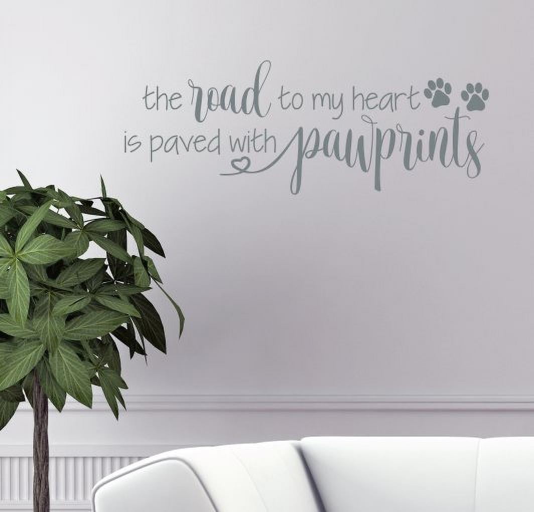 Dog Quotes Wall Decor Road to Heart Paved with Pawprints Pet Wall Art  Stickers 23x9-Inch Black - Walmart.com, image size:1064x1020