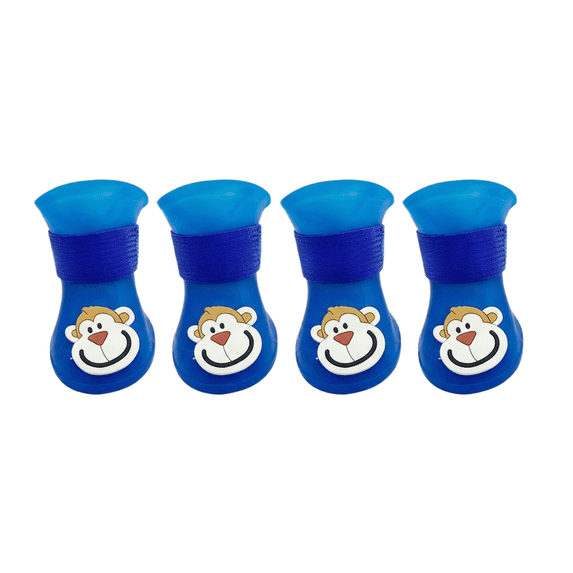 Dog Rain Boots Waterproof Pet Shoes for Small Dogs and Cats Non-Slip Rubber Puppy Booties with Soft Soles for Rain Snow Outdoor Wear Blue