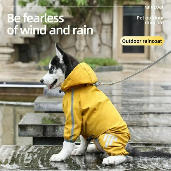 Dog Rain Coat Waterproof Pet Jacket Hooded Raincoats Lightweights Clothes 4 Legs for Dogs