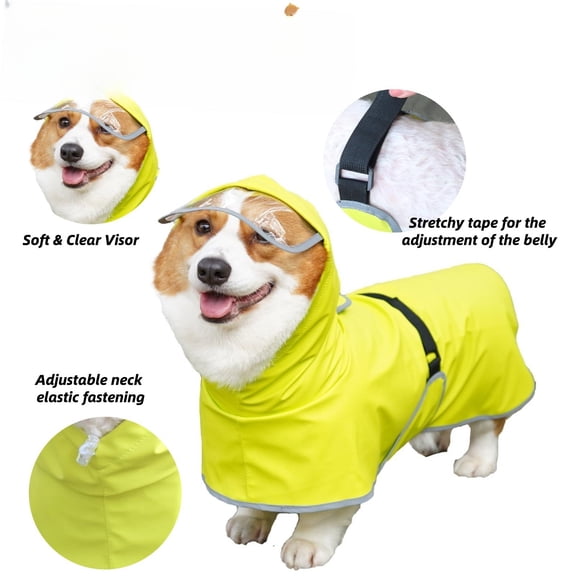 Dog Rain Jacket Light Green X-Small Small Pet Waterproof Reflective Adjustable Belly Protection Poncho