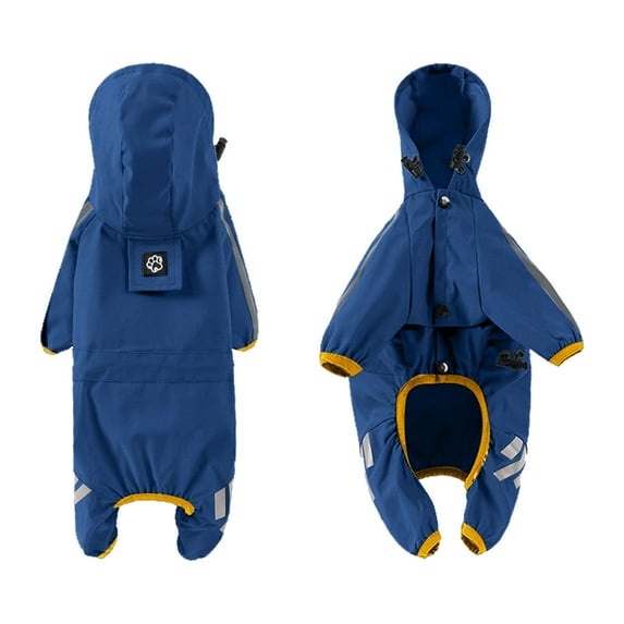 Dog Rain Jacket for Small Medium Dogs - Waterproof Puppy Raincoat with Reflective Strap, Hood and Leash Hole, Lightweight Dog Rain Coat for Outdoor Adventures and Walking