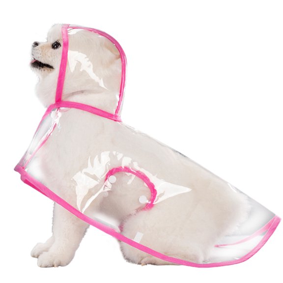 Dog Raincoat, Dog Jacket Hooded Slicker Poncho, Transparent Water Proof Resistant Rain Snow Pet Clothes for Small Medium Large Dogs Pink L